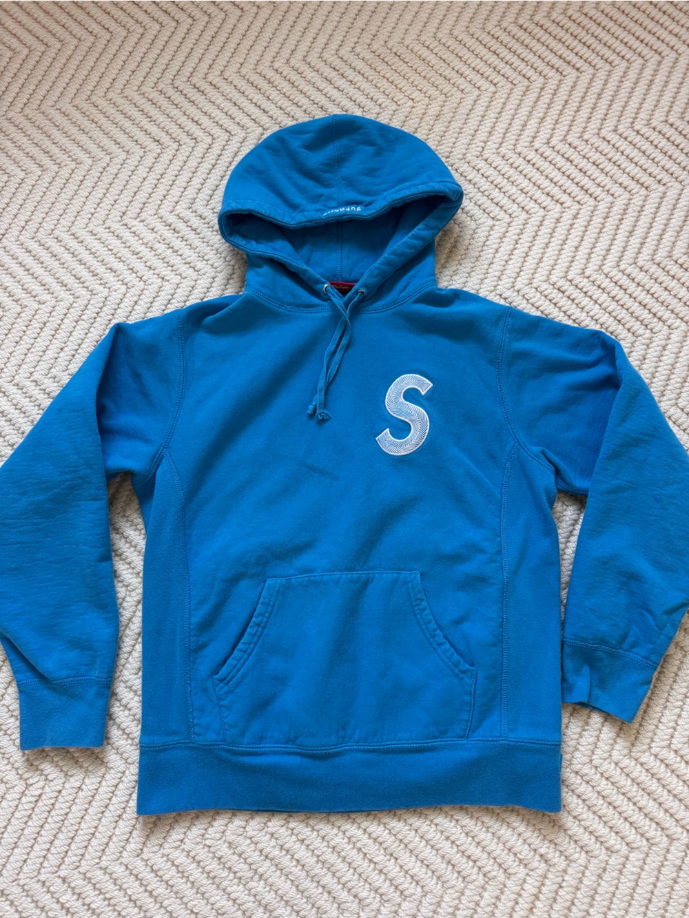 Supreme Blue Crewneck Hoodie with 'S' Patch - Men